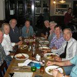 2015 Melange Rose and Crown Ealing: L-R Brian Partridge, Alan Crump, Bob Harrington, ?, Tony Cox, Roger Swatland, Keith Littlejohns, Ken Hattersley, Tom Maramaros at Rose and Crown pub Ealing. Photo supplied by Keith Littlejohns
