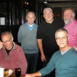 2015 Melange Rose and Crown Ealing: L-R seated Daunton Todd, Paul Todman; L-R standing ?, Tony Cox, Graham Watt at Rose and Crown pub Ealing. Photo supplied by Keith Littlejohns