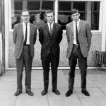 Photo c1968 L-R Teachers Mr Threader, Mr Huxley, Mr Moore. Photo supplied by Leslie Cooper.